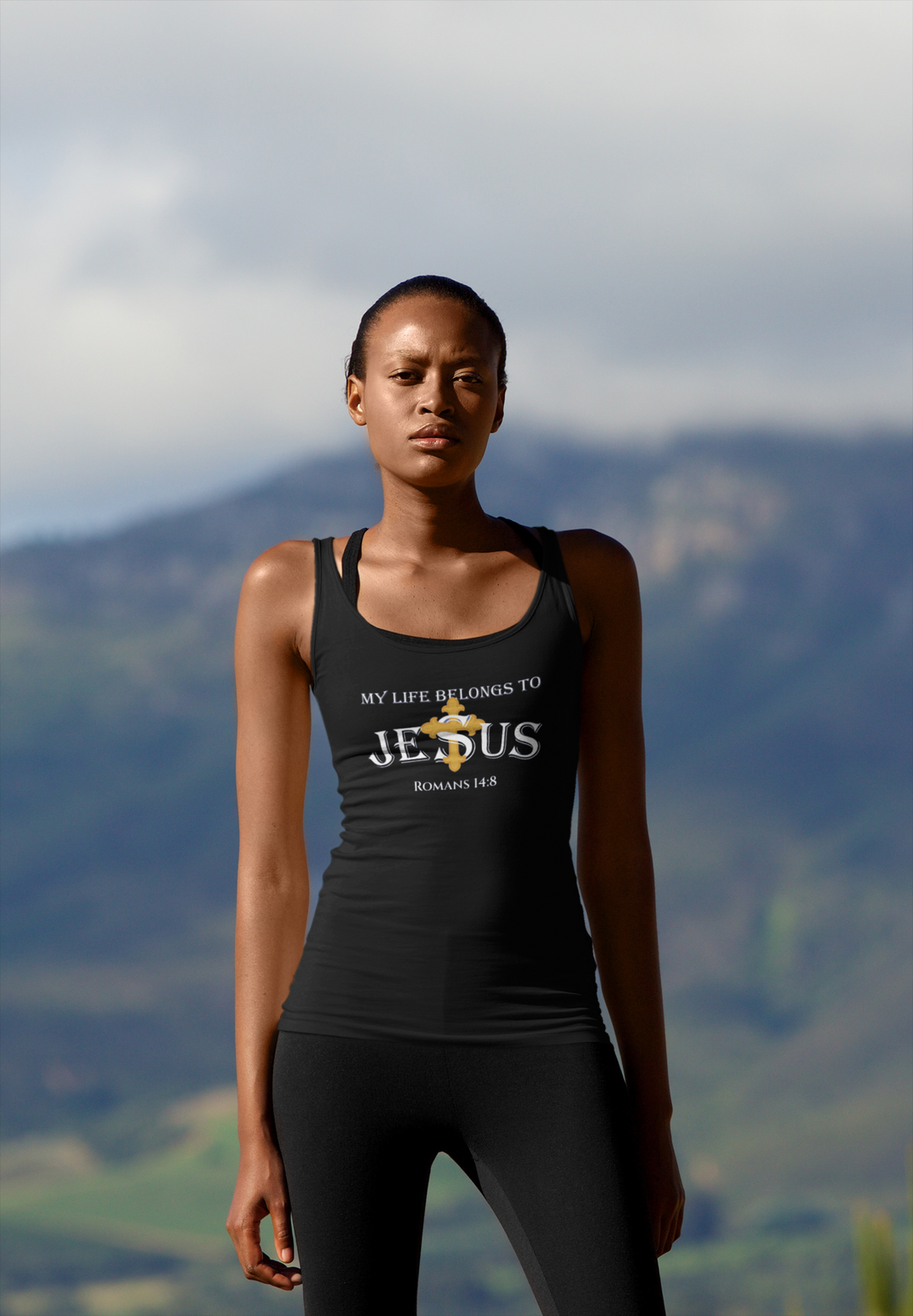 F&H Christian My Life Belong to Jesus Razor Back Tank Top - Faith and Happiness Store