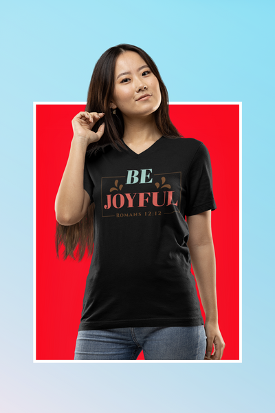 F&H Christian Be Joyful Women’s fitted v-neck t-shirt