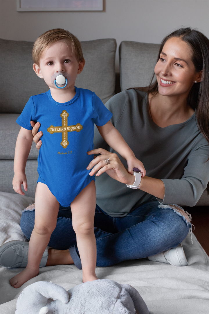 F&H Christian The Lord is Good Cross Baby short sleeve one piece - Faith and Happiness Store