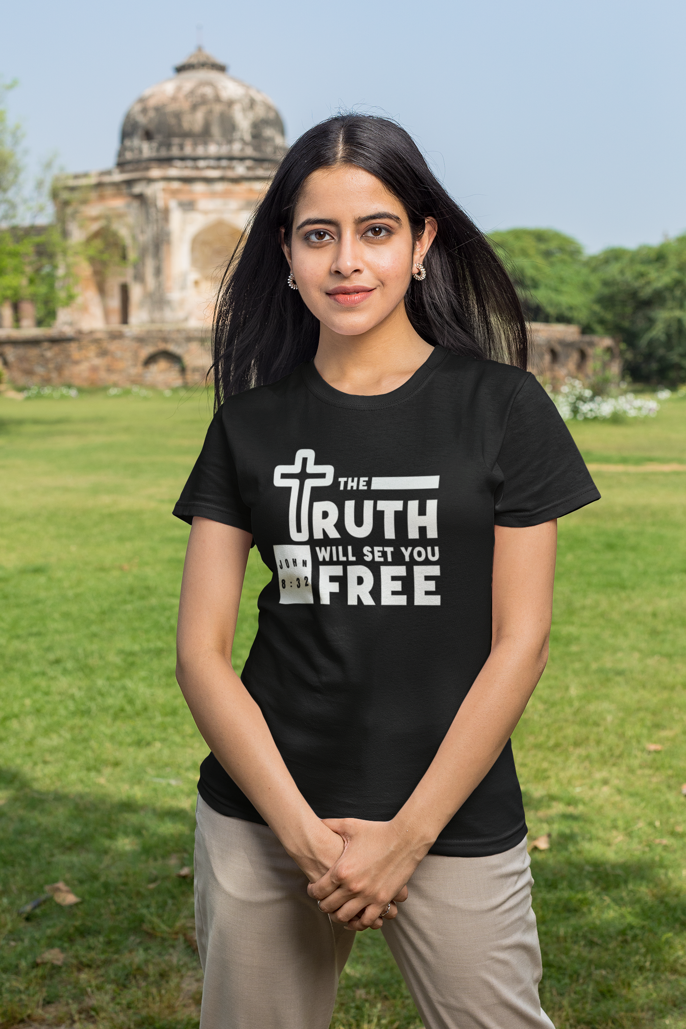 F&H Christian The truth will set you free Womens t-shirt