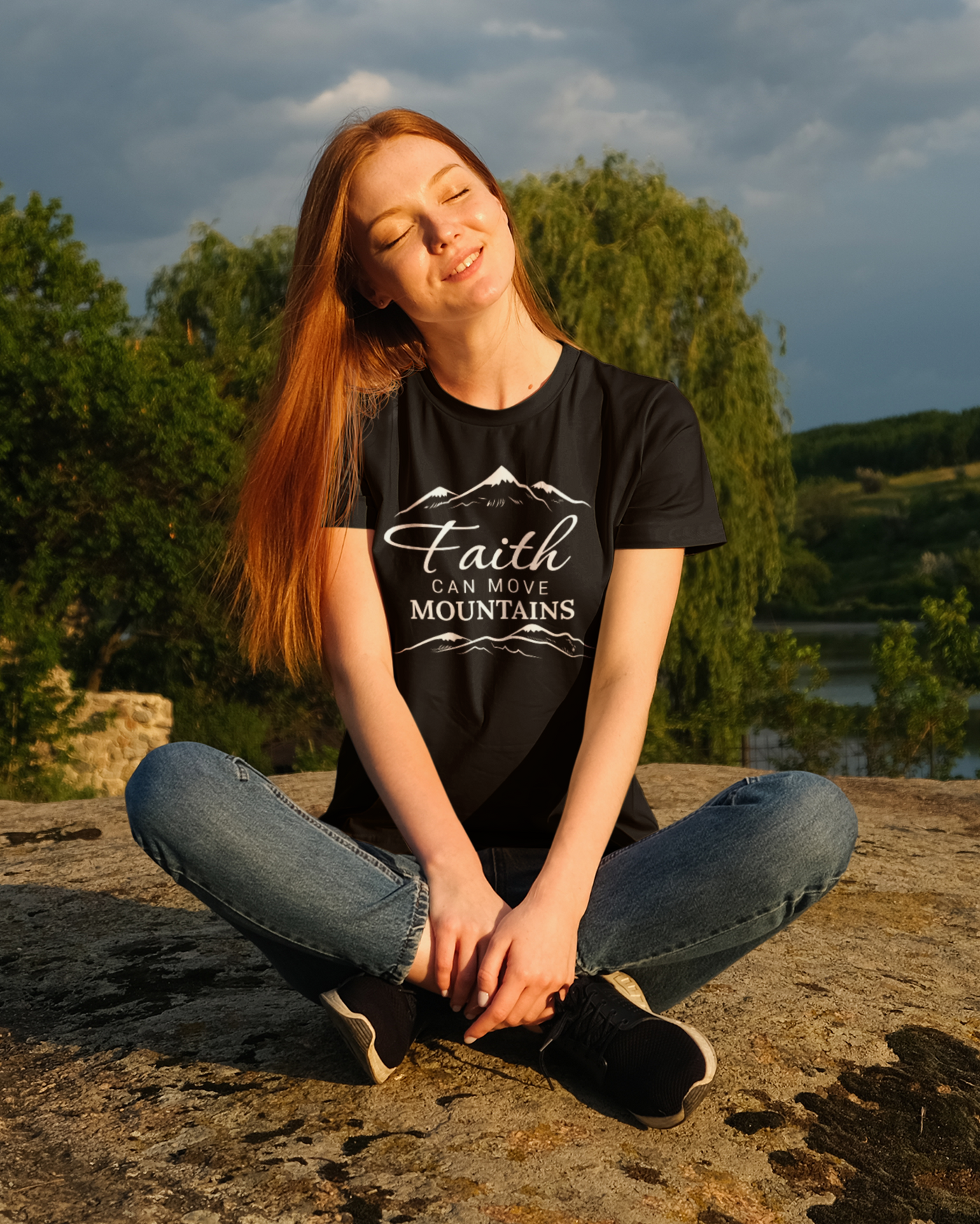 F and H Christian Faith Can Move Mountains Womens T Shirt