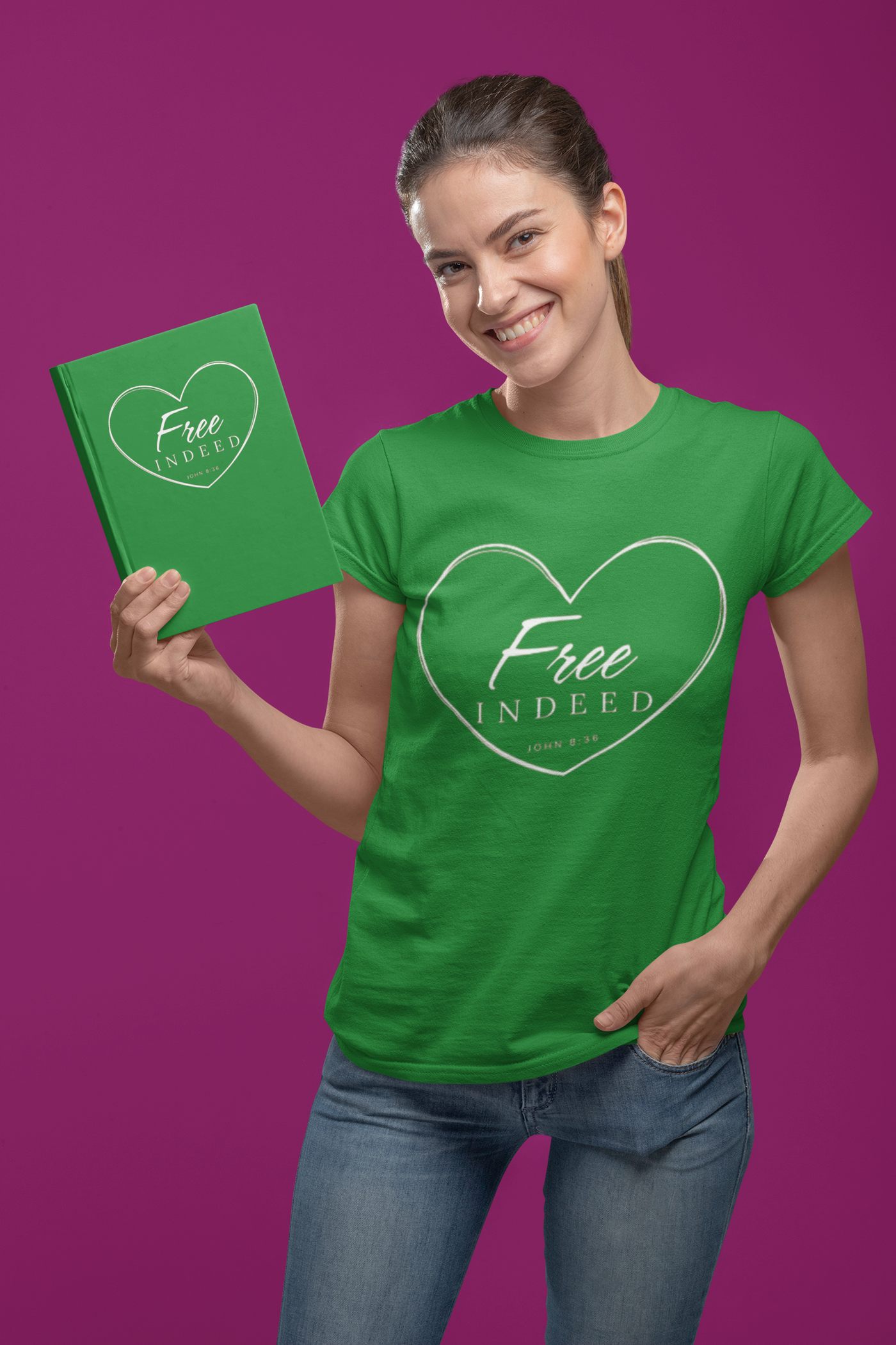 F and H Christian Your Heart is Free Indeed Womens T Shirt