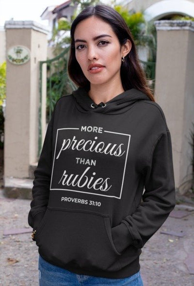 F&H Christian More Precious Than Rubies Women's Hoodie - Faith and Happiness Store