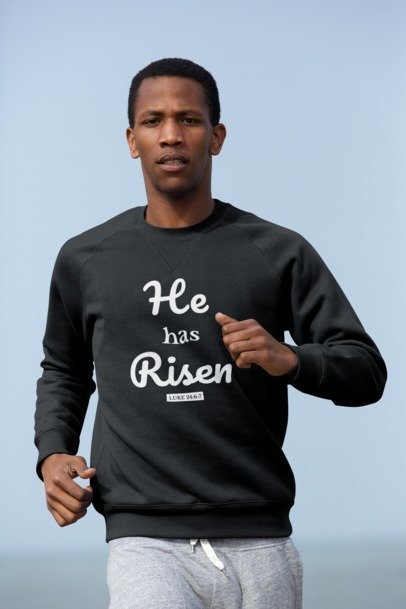 F&H Christian He Has Risen  Men's Sweatshirt - Faith and Happiness Store