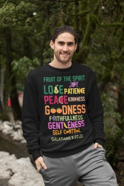 F&H Christian Fruit of the Spirit Galatians 5:22-23 Mens Sweatshirt