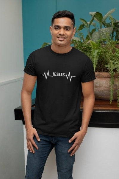 F&H Christian Jesus Heartbeat Men's T-Shirt - Faith and Happiness Store