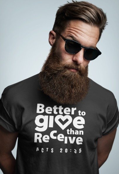 F&H Christian Better To Give Than Receive Acts 20:35 Mens T-Shirt