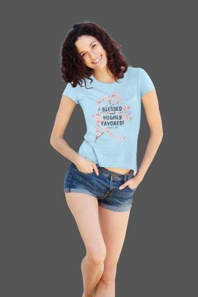 F&H Christian Blessed and Highly Favored Women's T-Shirt - Faith and Happiness Store