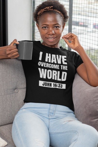 F&H Christian I Have Overcome The World Womens T-Shirt