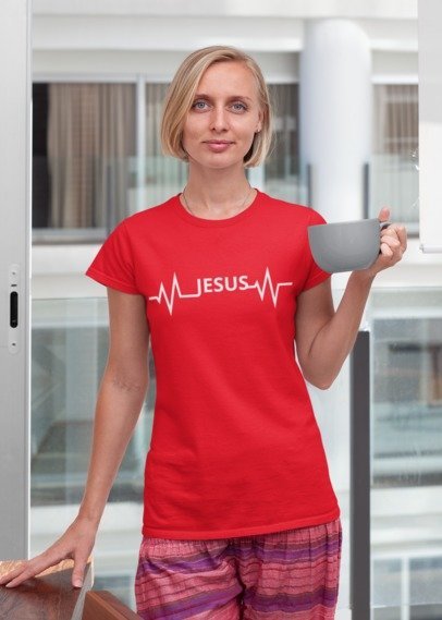 F&H Christian Jesus Heartbeat Women's T-shirt - Faith and Happiness Store