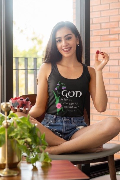 F&H Christian If God Is For Us Who Can be Against Us Women's Racerback Tank Top - Faith and Happiness Store