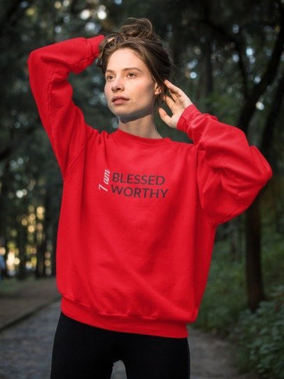 F&H Christian Sweatshirt I Am Blessed Worthy Women's Sweatshirt - Faith and Happiness Store