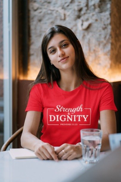 F&H Christian Strenght and Dignity Women's T-Shirt - Faith and Happiness Store