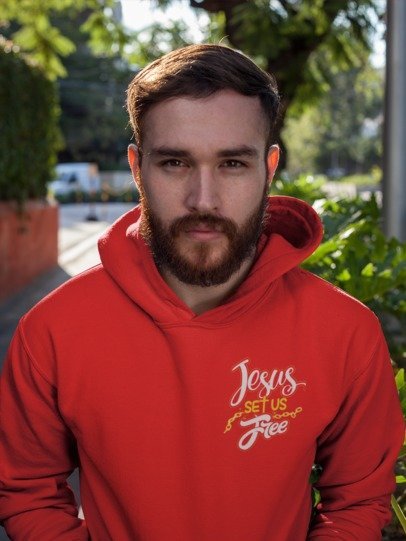 F&H Christian Jesus Set Us Free Two Sided Mens Hoodie