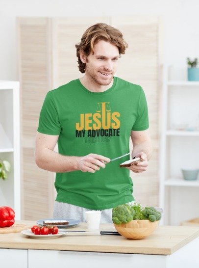 F&H Christian Jesus My Advocate 1 John 3:17 Mens t-shirt