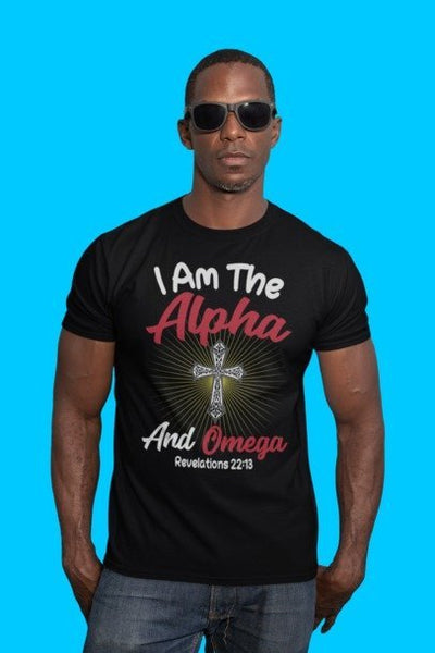 F&H Christian I Am The Alpha And The Omega Revelations 22:13 Mens t-shirt