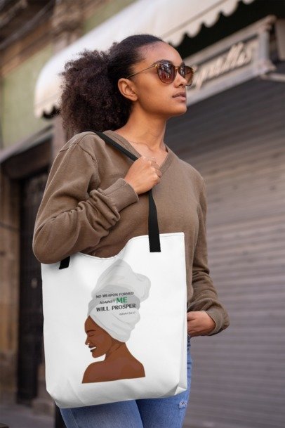 F&H No Weapon Formed Against Me Will Prosper Tote bag - Faith and Happiness Store