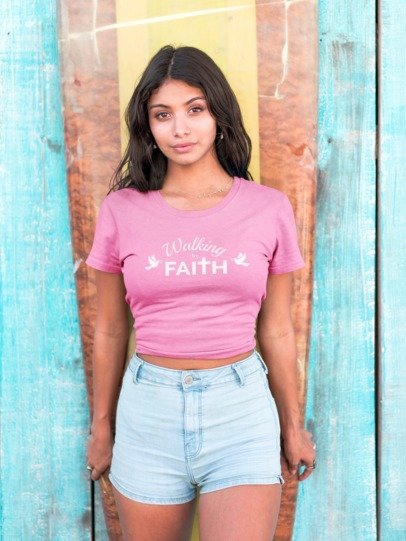 F&H Christian Walking By Faith Women's Crop Top - Faith and Happiness Store