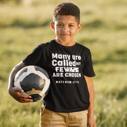 F&H Christian Many are Called Few are Chosen Matthew 22:14 boys Youth Short Sleeve T-Shirt