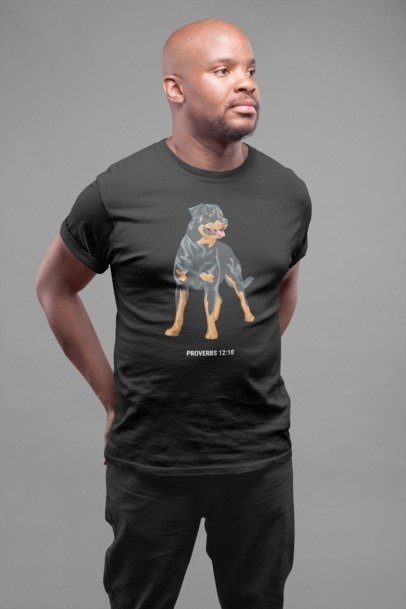 F&H Christian Proverbs Rottweiler Men's T-Shirt - Faith and Happiness Store