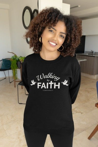 F&H Christian Walking By Faith Womens Sweatshirt