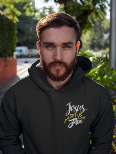 F&H Christian Jesus Set Us Free Two Sided Mens Hoodie