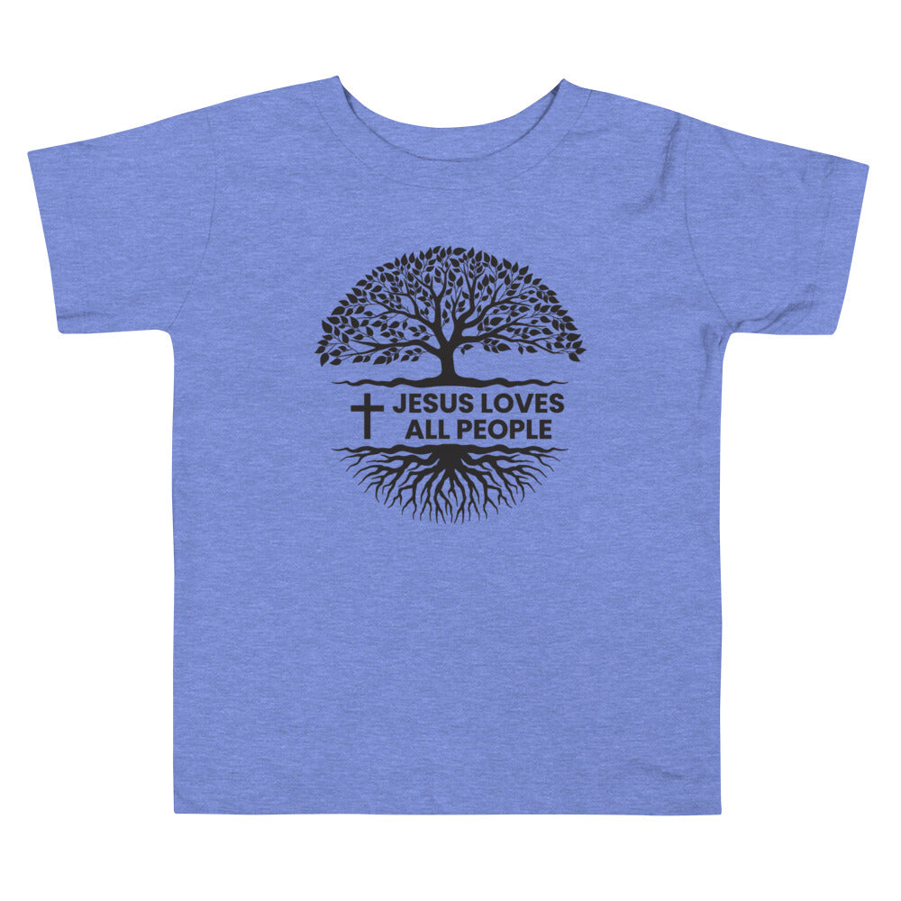 F&H Christian Jesus Loves All People Toddler Short Sleeve Tee - Faith and Happiness Store