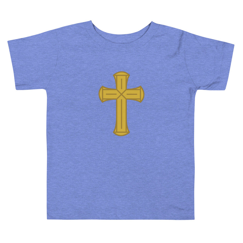 F&H Christian Gold Cross Toddler Short Sleeve Tee - Faith and Happiness Store