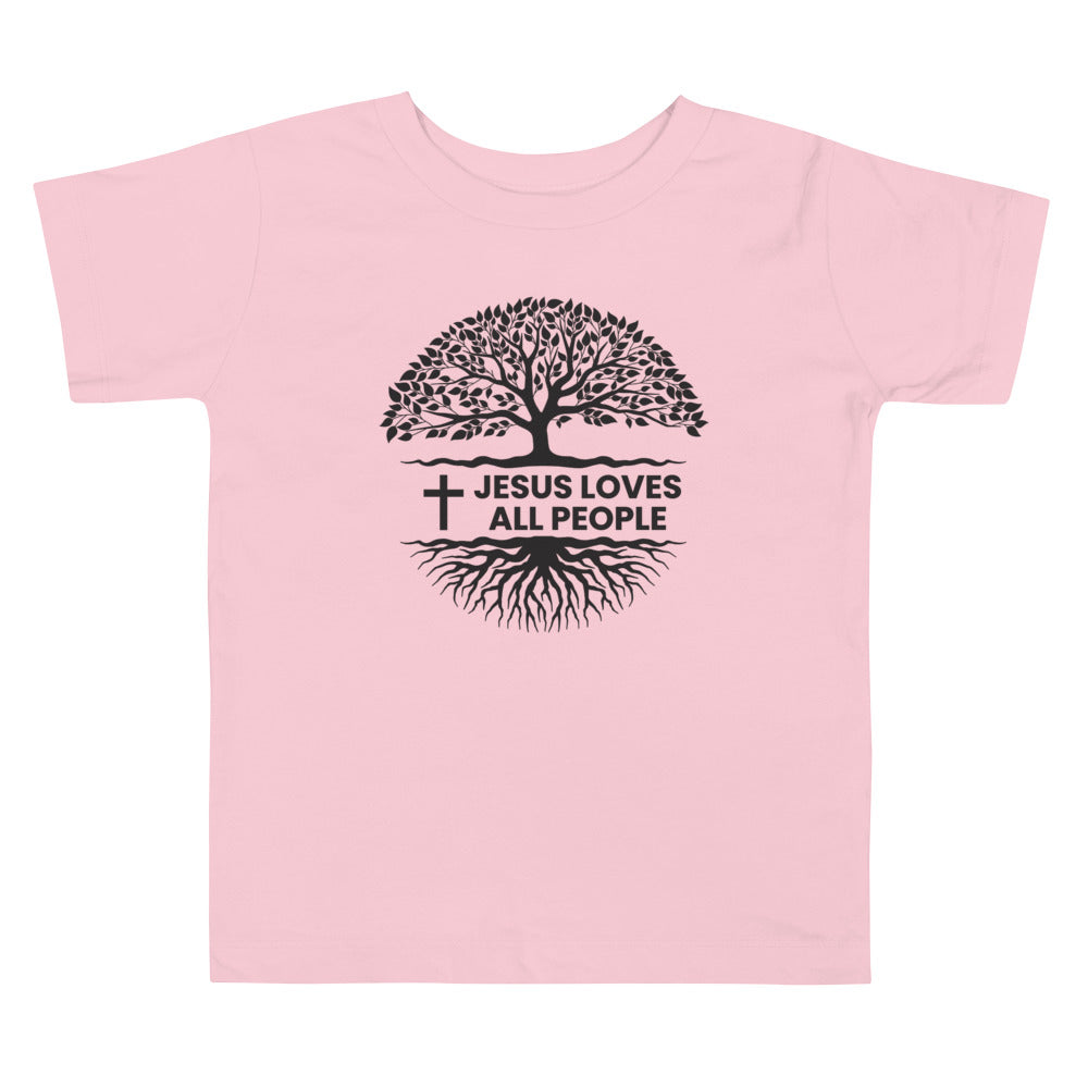 F&H Christian Jesus Loves All People Toddler Short Sleeve Tee - Faith and Happiness Store