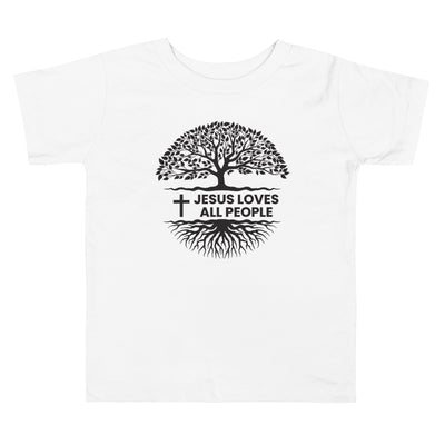 F&H Christian Jesus Loves All People Toddler Short Sleeve Tee - Faith and Happiness Store