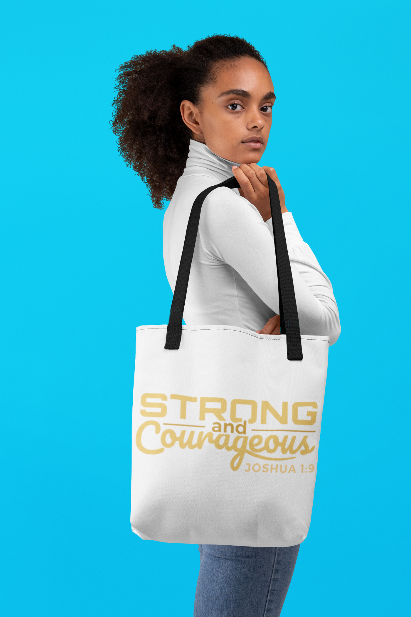 F&H Christian Strong and Courageous Tote bag - Faith and Happiness Store