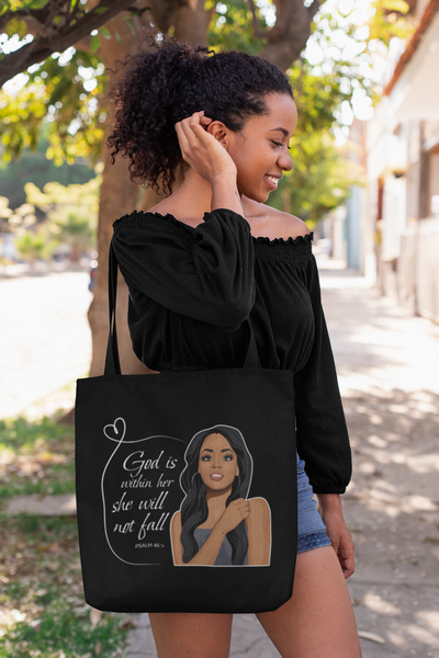 F&H God is Within Her Tote bag - Faith and Happiness Store