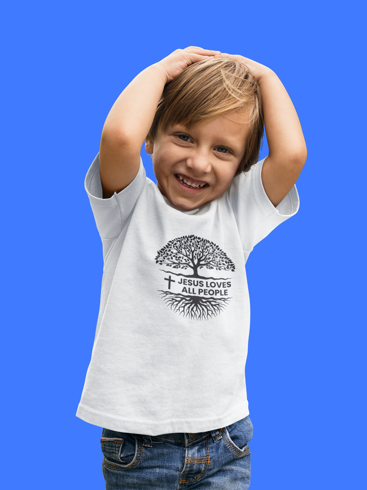 F&H Christian Jesus Loves All People Toddler Short Sleeve Tee - Faith and Happiness Store