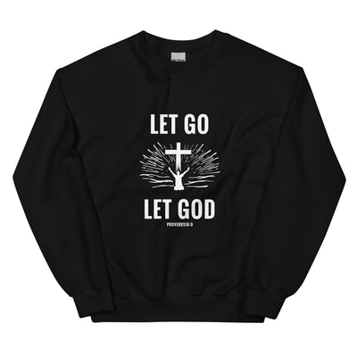 F&H Let Go Let God With Cross Men's Sweat Shirt - Faith and Happiness Store