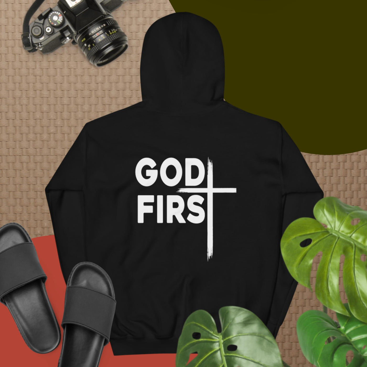 F&H Christian God First Two Sided Mens Hoodie