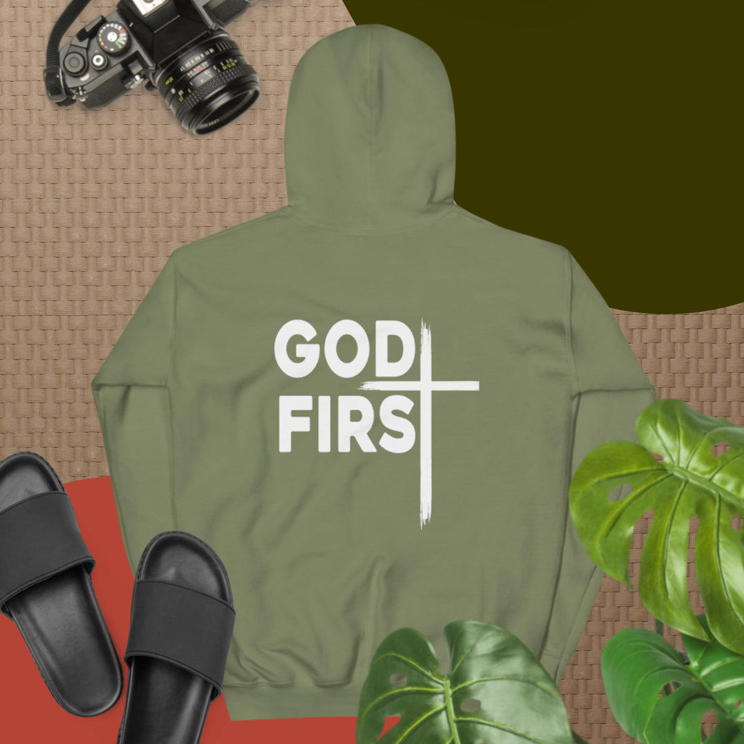 F&H Christian God First Two Sided Mens Hoodie