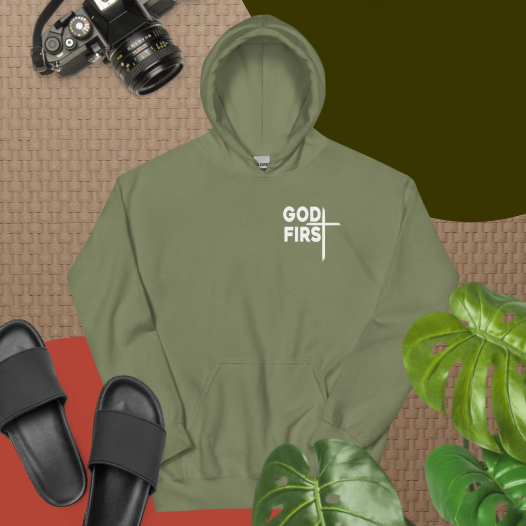 F&H Christian God First Two Sided Mens Hoodie