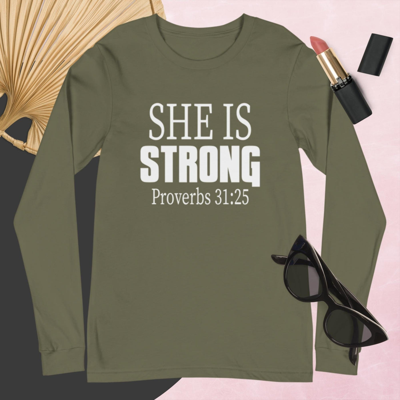 F&H Christian She Is Strong Long Sleeve Tee