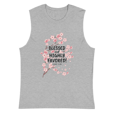 F&H Christian Blessed and Highly Favored Womens Muscle T-Shirt