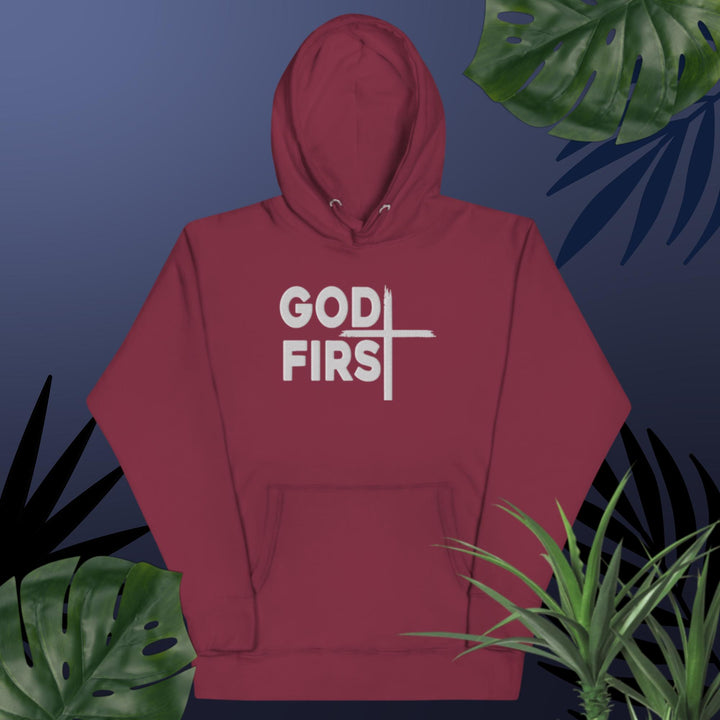 F&H Christian God First Unisex Embroidered Hoodie