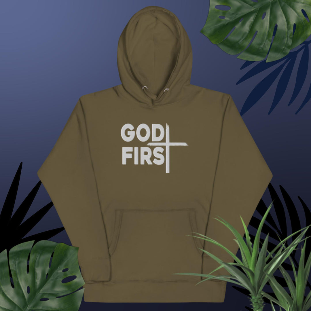 F&H Christian God First Unisex Embroidered Hoodie