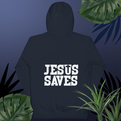 F&H Christian Jesus Saves  Embroidered Mens Two Sided Hoodie