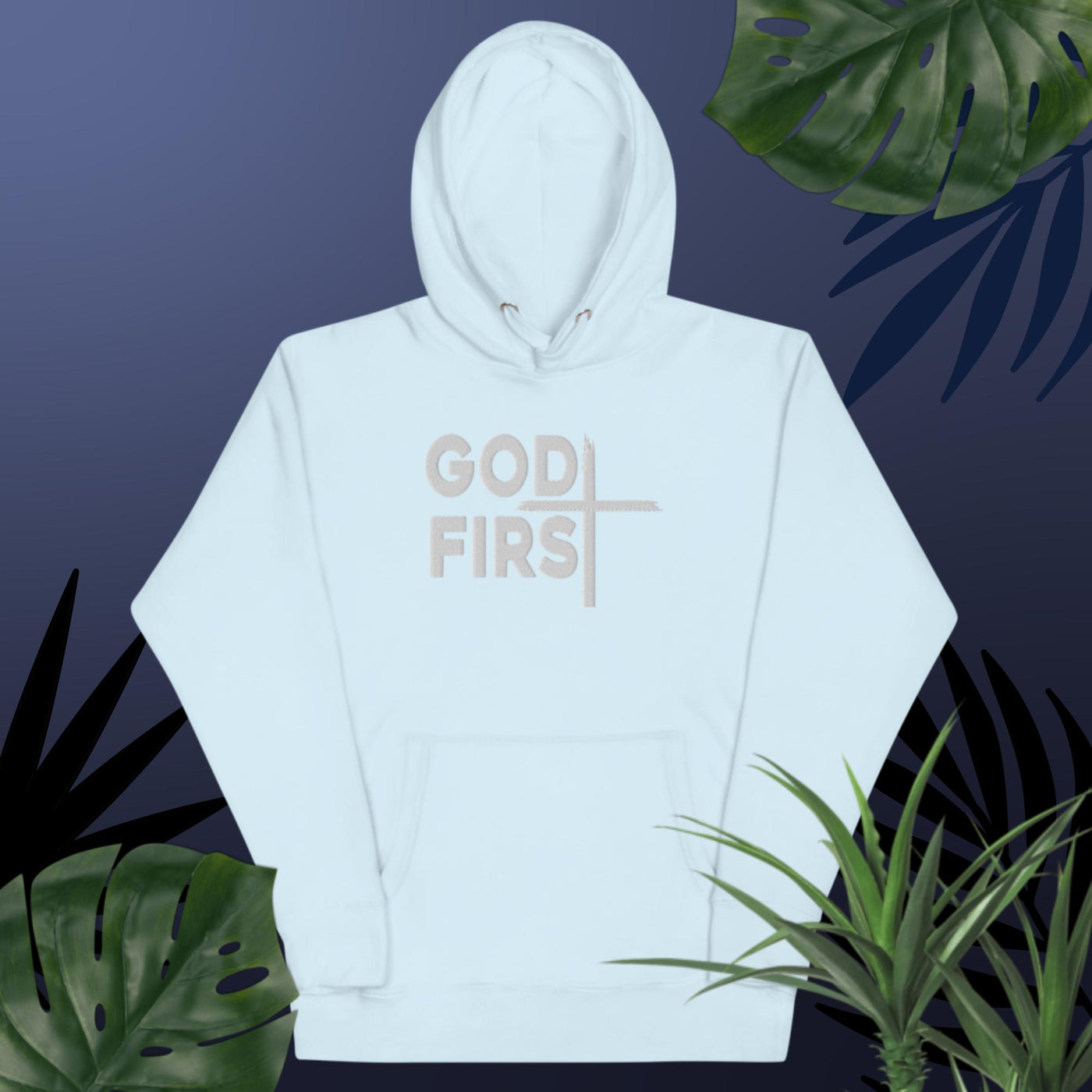 F&H Christian God First Unisex Embroidered Hoodie