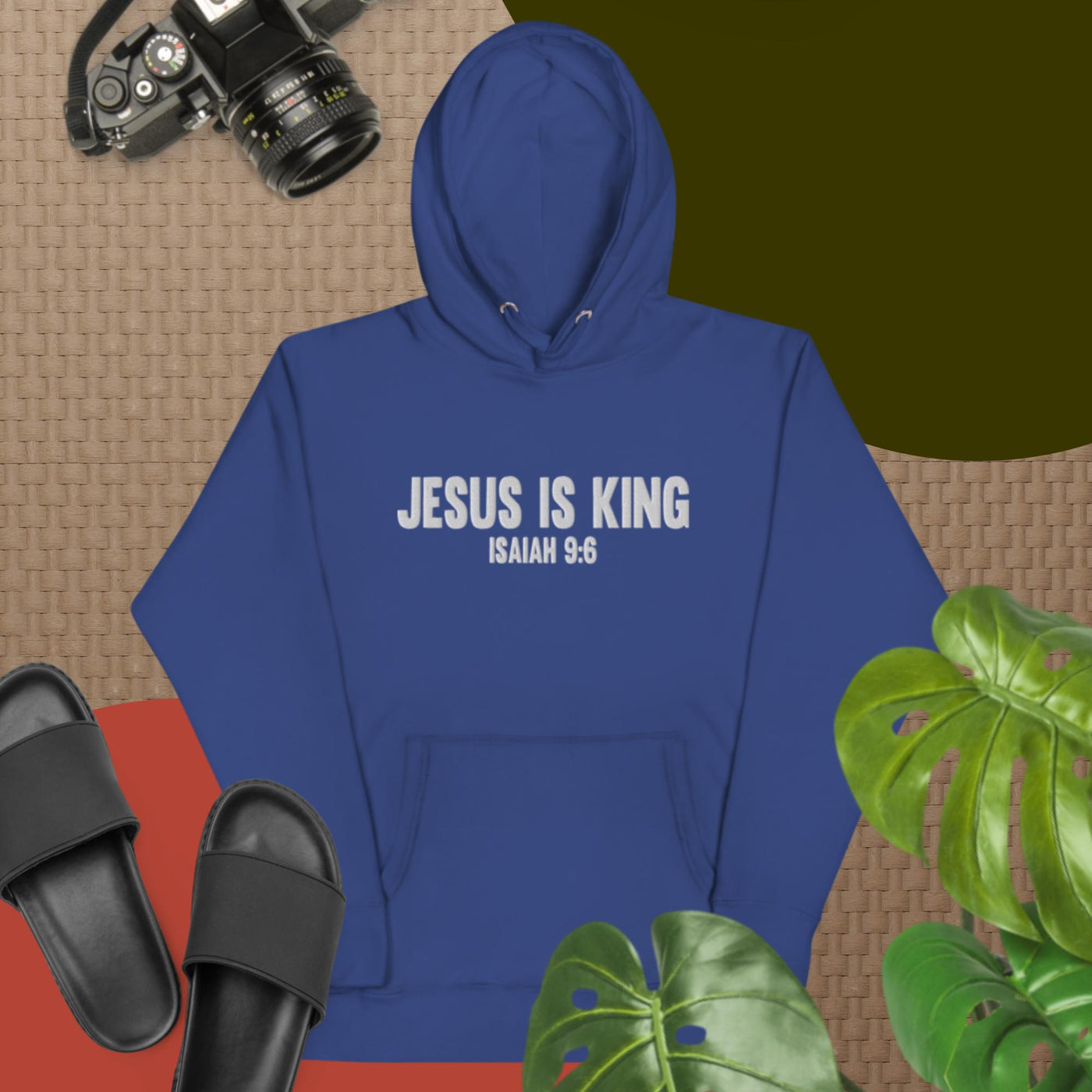 F&H Christian Jesus Is King Embroidered Mens Hoodie