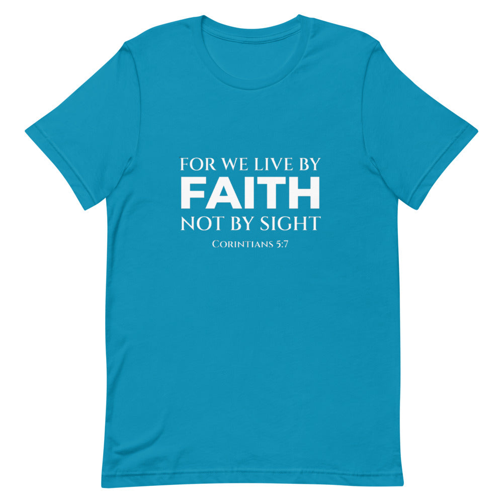 F and H Christian For We Live BY Faith Not By Sight Womens T Shirt