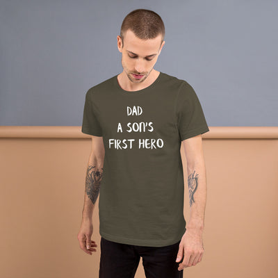 F&H Christian Dad a Son's First Hero Mens t-shirt