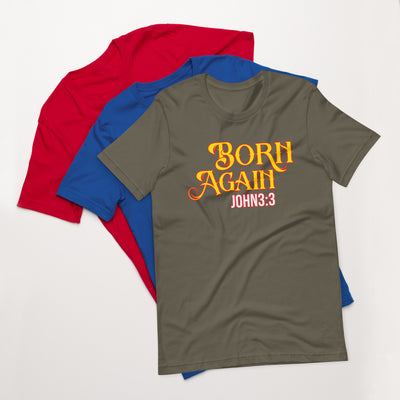 F&H Christian Bold Born Again John 3:3 Mens T-shirt