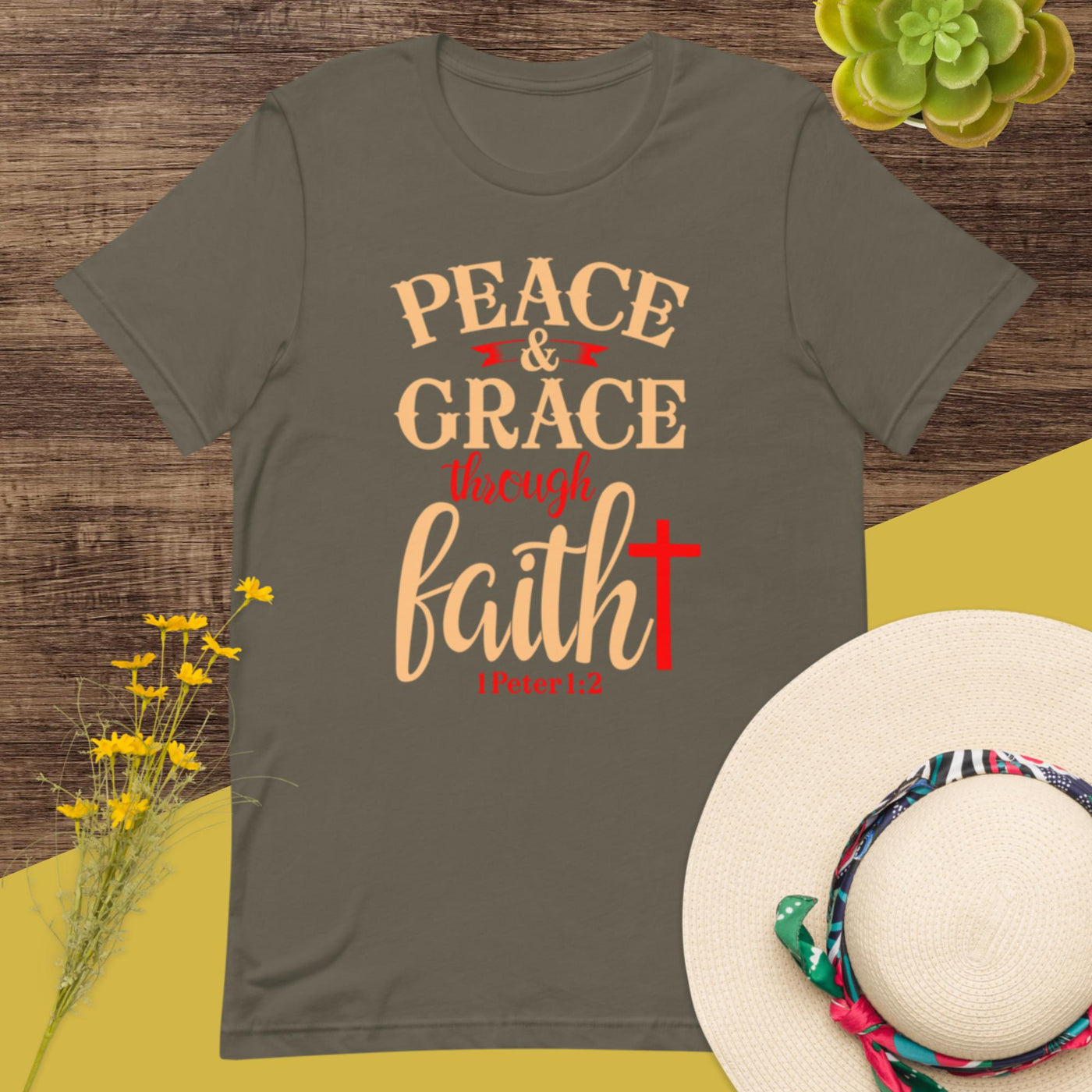 F&H Christian Peace & Grace Through Faith Womens t-shirt
