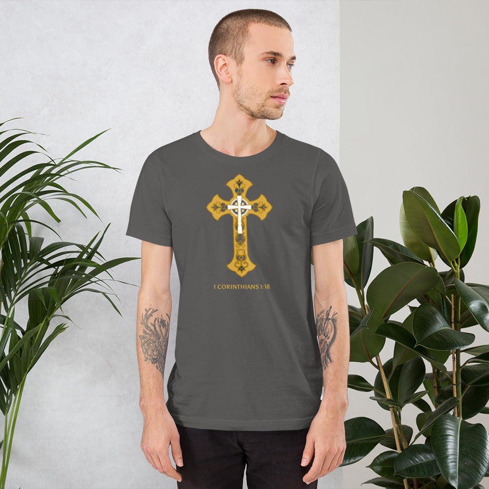 F&H Christian The Gold Cross 1 Corinthians 1:18 Mens T-Shirt
