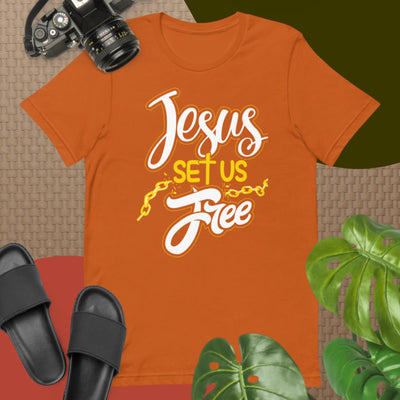 F&H Christian Jesus Set Us Free Mens T-Shirt
